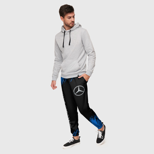 Мужские брюки 3D с принтом MERCEDES / МЕРСЕДЕС, фото на моделе #1
