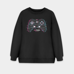Женский свитшот oversize без начеса хлопок Glitch gamepad