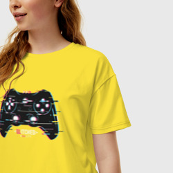 Женская футболка хлопок Oversize Glitch gamepad - фото 2