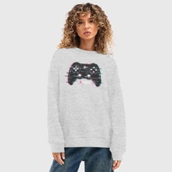 Женский свитшот oversize без начеса хлопок Glitch gamepad - фото 2