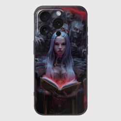 Чехол для iPhone 16 Pro силиконовый с защитой камеры Demonic book and girl