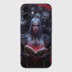 Чехол для iPhone 16 силиконовый с защитой камеры Demonic book and girl