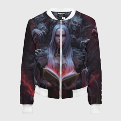 Женский бомбер 3D Demonic book and girl
