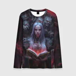 Мужской лонгслив 3D Demonic book and girl