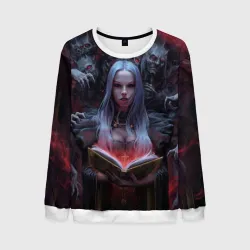 Мужской свитшот 3D Demonic book and girl