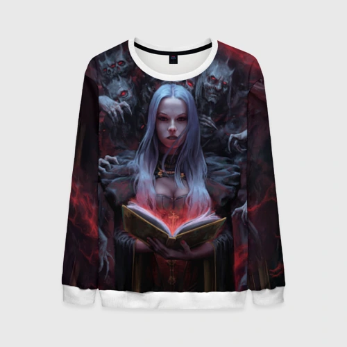Мужской свитшот 3D Demonic book and girl