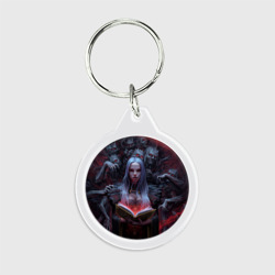 Брелок круглый Demonic book and girl
