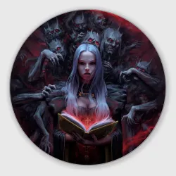 Круглый коврик для мышки Demonic book and girl