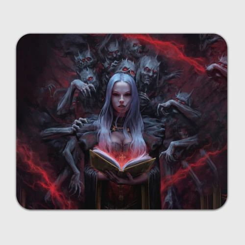Прямоугольный коврик для мышки Demonic book and girl