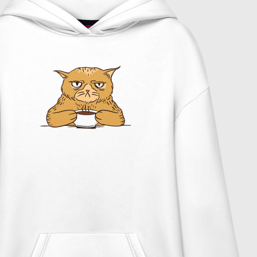 Худи SuperOversize хлопок Grumpy Cat Coffee, цвет белый - фото 3