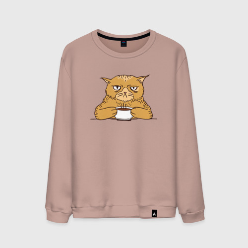Мужской свитшот хлопок Grumpy Cat Coffee, цвет пыльно-розовый