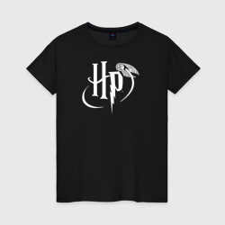 Женская футболка хлопок Harry Potter White Logo