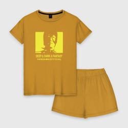 Женская пижама с шортиками хлопок Vansama official Yellow