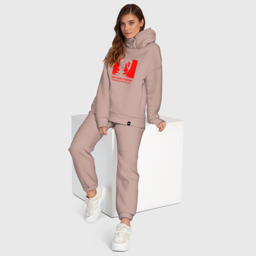 Женский костюм хлопок Oversize Vansama official Red, цвет пыльно-розовый - фото 4