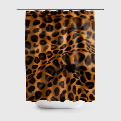 Штора 3D для ванной Леопард