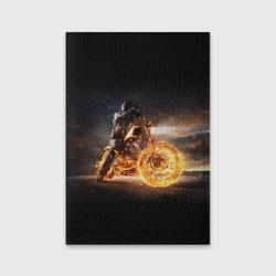 Обложка для паспорта матовая кожа Fire racer motorcyclist