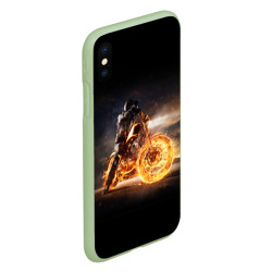 Чехол для iPhone XS Max матовый Fire racer motorcyclist - фото 2