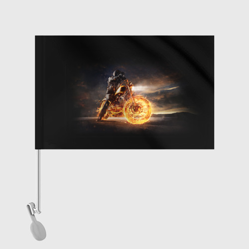 Флаг для автомобиля Fire racer motorcyclist - фото 2