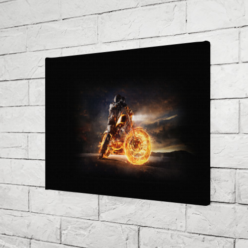 Холст прямоугольный Fire racer motorcyclist, цвет 3D печать - фото 3