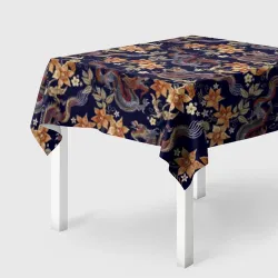 Скатерть 3D Драконы и цветы