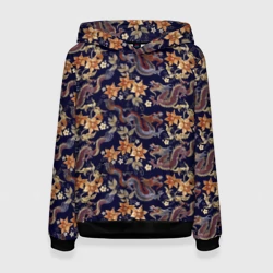 Женская толстовка 3D Драконы и цветы