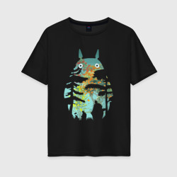 Женская футболка хлопок Oversize Лесной Тоторо