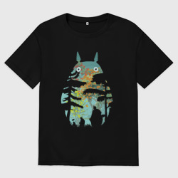 Женская футболка хлопок Oversize Лесной Тоторо