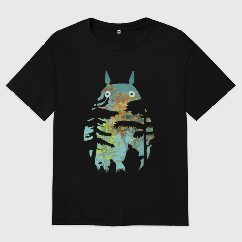 Женская футболка хлопок Oversize с принтом Лесной Тоторо, вид спереди #2