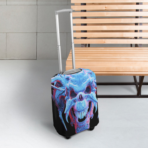 Чехол для чемодана 3D Череп Психоделика, цвет 3D печать - фото 3