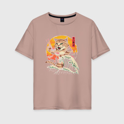 Женская футболка хлопок Oversize Great Cat Wave