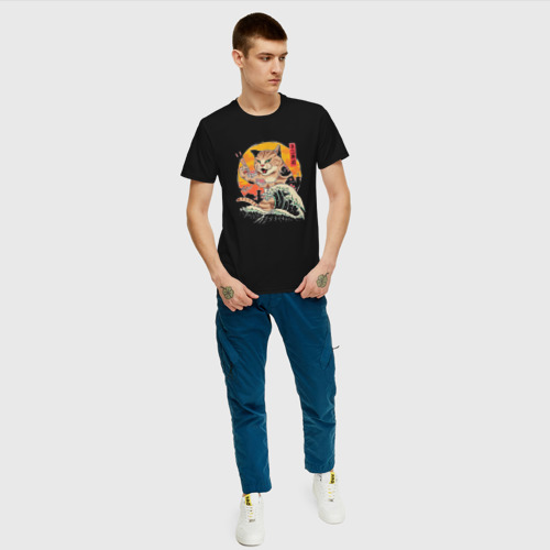 Мужская футболка хлопок Great Cat Wave, цвет черный - фото 5
