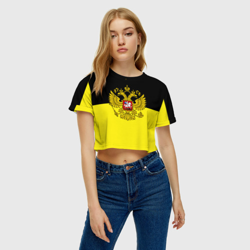 Женская футболка Crop-top 3D Российская Империя, цвет 3D печать - фото 3