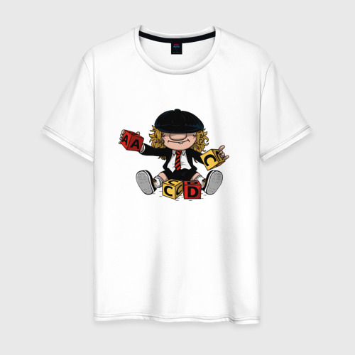 Мужская футболка из хлопка с принтом AC DC Ангус Янг, вид спереди №1
