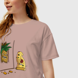 Женская футболка хлопок Oversize Пицца с ананасами - фото 2
