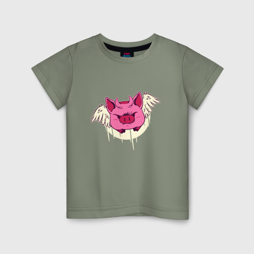 Детская футболка хлопок с принтом Свинка Дьяволенок, вид спереди #2