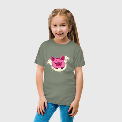 Детская футболка хлопок с принтом Свинка Дьяволенок, вид сбоку #3