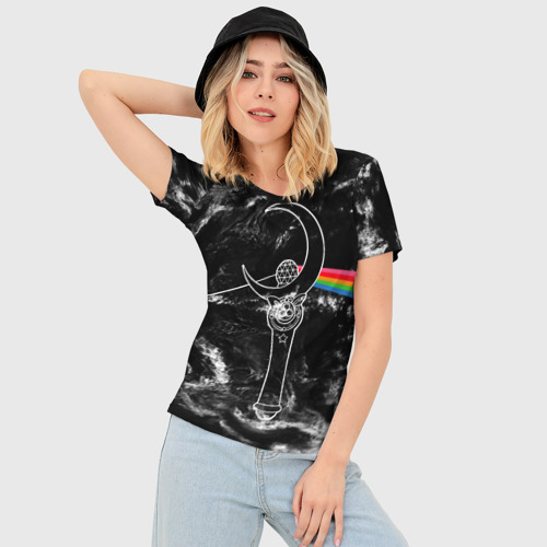 Женская футболка 3D Slim Dark Side of the Moon Stick, цвет 3D печать - фото 3