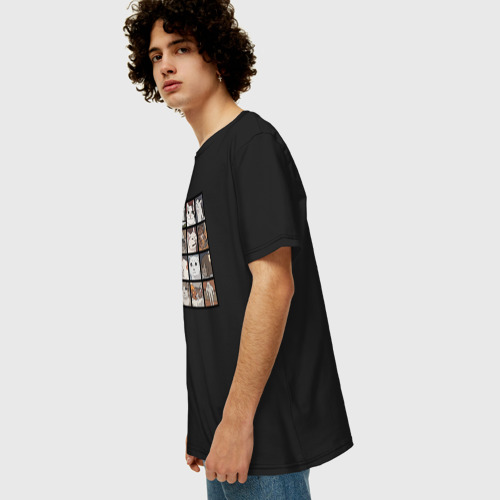 Мужская футболка хлопок Oversize Коты из мемов, цвет черный - фото 5