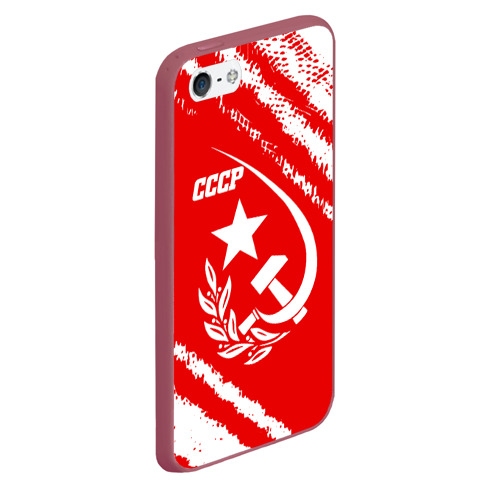 Чехол для iPhone 5/5S матовый СССР, цвет малиновый - фото 3
