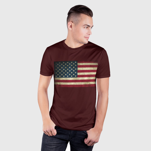 Мужская футболка 3D Slim с принтом USA, фото на моделе #1