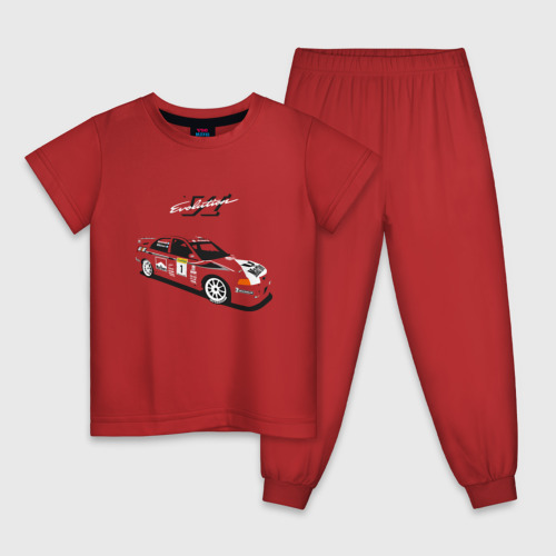 Детская пижама хлопок Mitsubishi Lancer Evolution VI, цвет красный