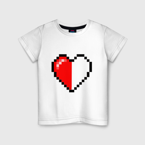 Детская футболка хлопок Майнкрафт серце, цвет белый