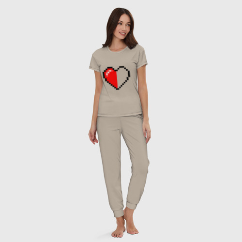 Женская пижама хлопок Майнкрафт серце, цвет миндальный - фото 5