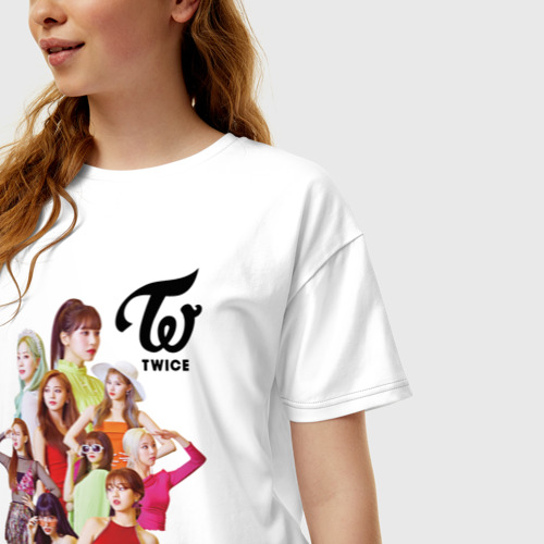 Женская футболка хлопок Oversize Twice, цвет белый - фото 3