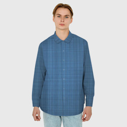Мужская рубашка oversize 3D Синие линии - фото 2