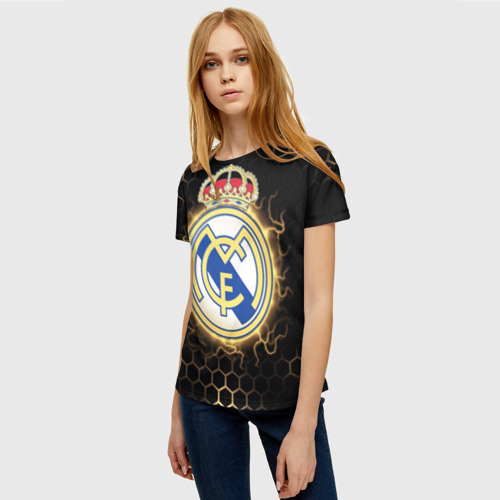 Женская футболка 3D с принтом Реал Мадрид, фото на моделе #1