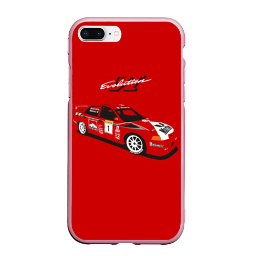 Чехол для iPhone 7Plus/8 Plus матовый Mitsubishi Lancer Evolution VI, цвет розовый