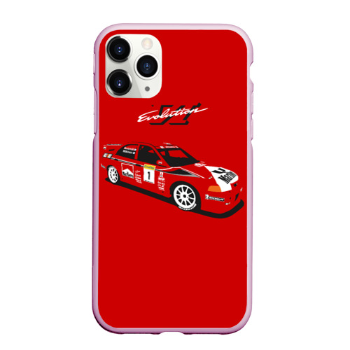 Чехол для iPhone 11 Pro Max матовый Mitsubishi Lancer Evolution VI, цвет розовый