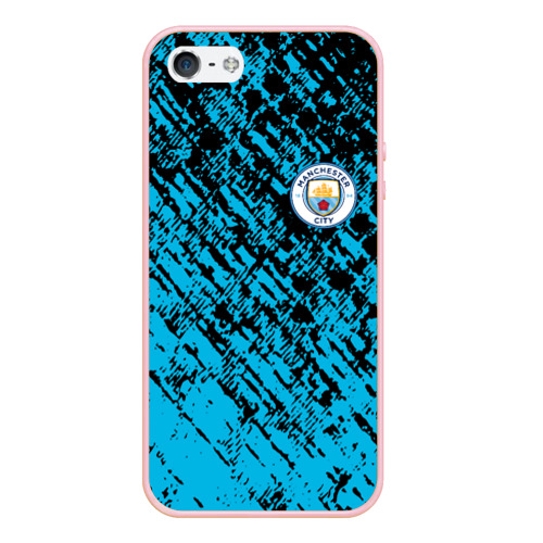 Чехол для iPhone 5/5S матовый Manchester city, цвет светло-розовый