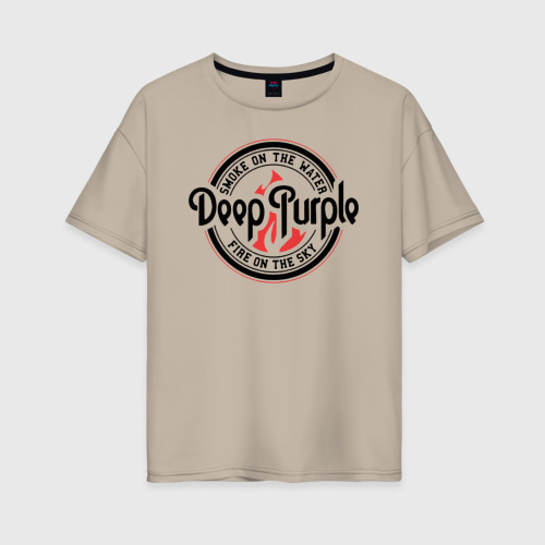 Женская футболка хлопок Oversize Deep Purple, цвет миндальный
